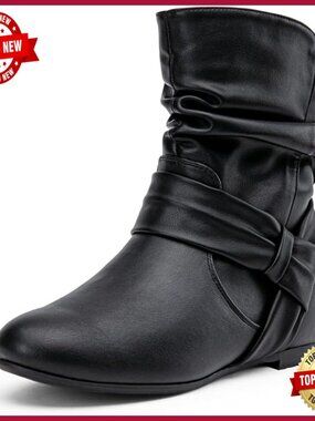 Slouch Ankle Flat Boots Low Heel Zipper Fashion Short Booties
